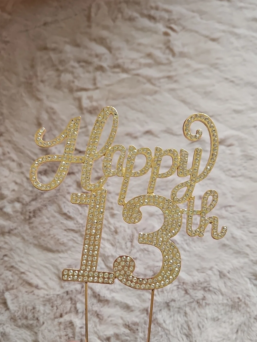 Gold & Rhinestone 13th Birthday Cake Topper
